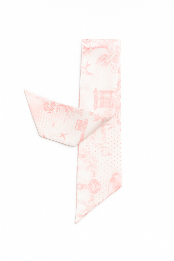 Twiggy Hair Scarf  WhiteHello in our prints Jouy White Pink | ربطة عنق