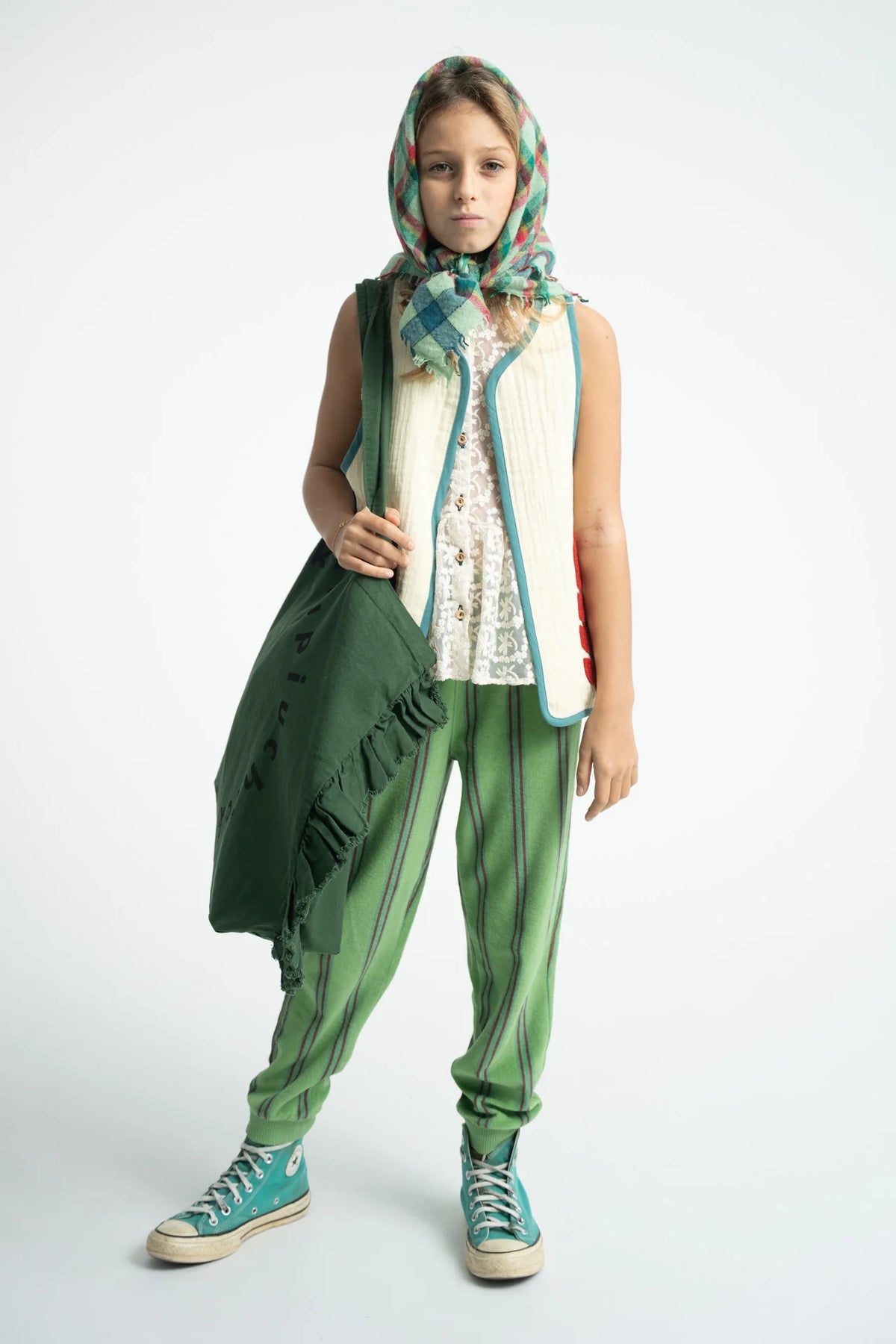 JOGGING PANTS W/ DOUBLE STRIPES GREEN | سروال JOGGING