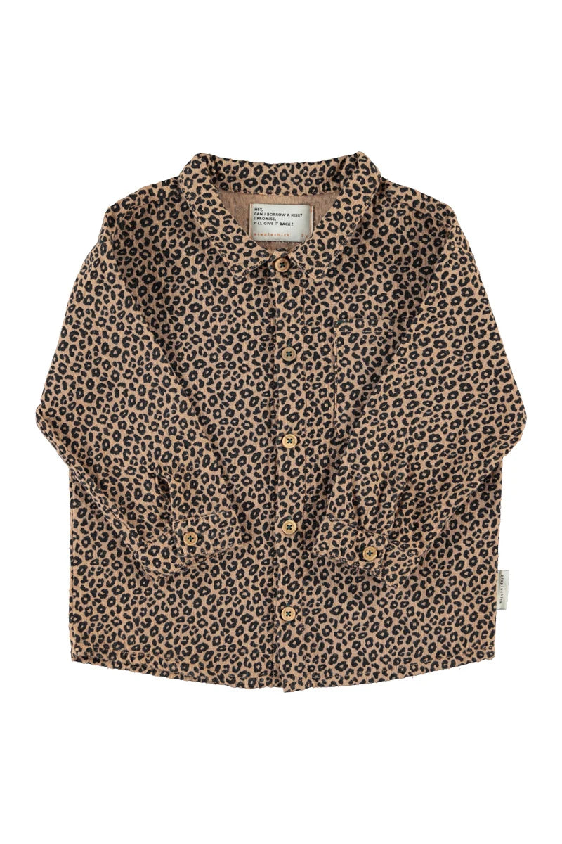 SHIRT BROWN W/ ANIMAL PRINT