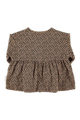 BLOUSE BROWN W/ ANIMAL PRINT