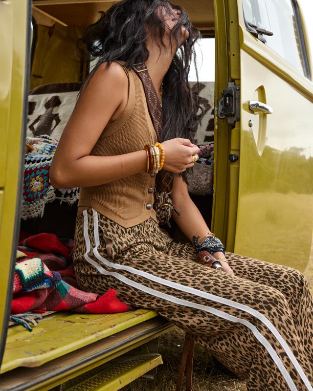 THE UPSIDE Leopard Panthera Jetset Pants: Slinky Viscose Blend, Straight Leg, Pockets