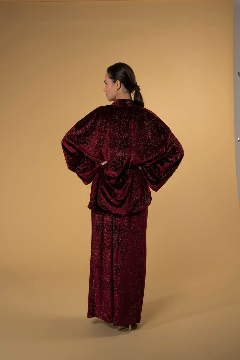 Jacket Velvety Burgundy Shimmers | بلوزة نسائية Velvety Burgundy Shimmers