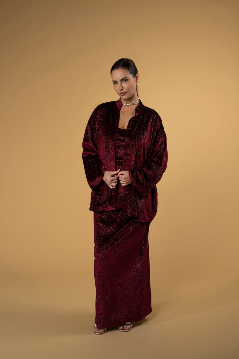 Jacket Velvety Burgundy Shimmers | بلوزة نسائية Velvety Burgundy Shimmers