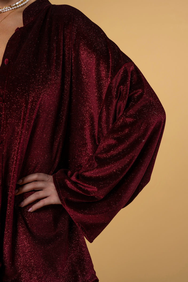 Jacket Velvety Burgundy Shimmers | بلوزة نسائية Velvety Burgundy Shimmers