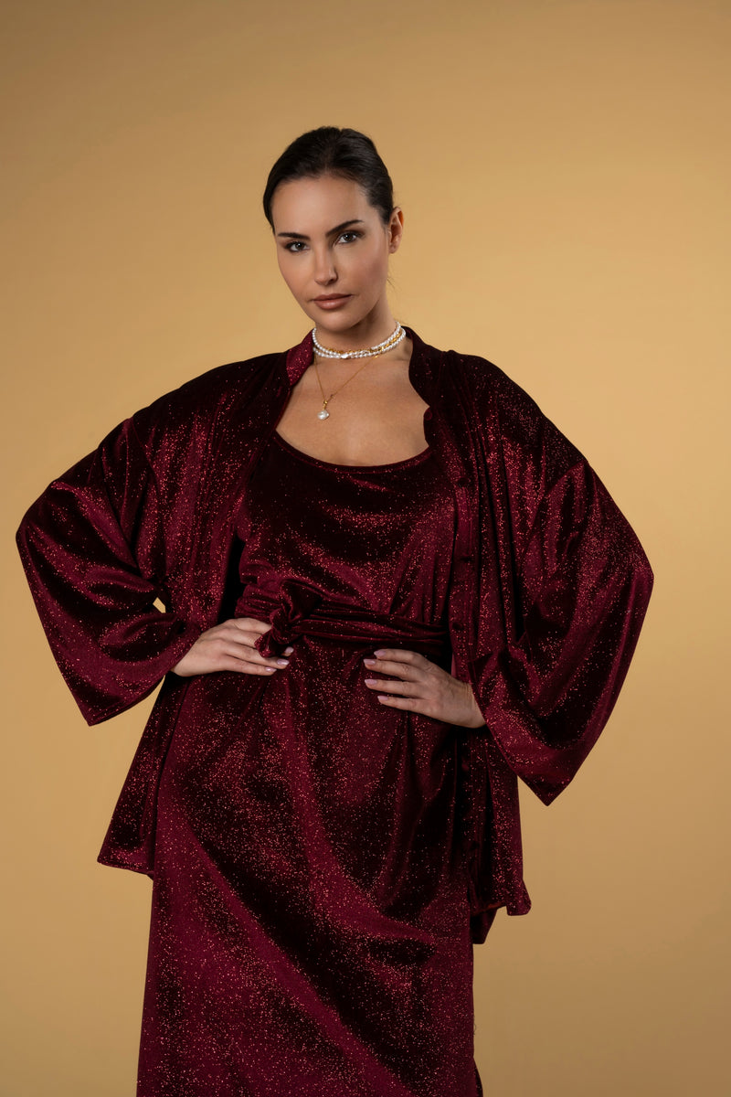 Jacket Velvety Burgundy Shimmers | بلوزة نسائية Velvety Burgundy Shimmers