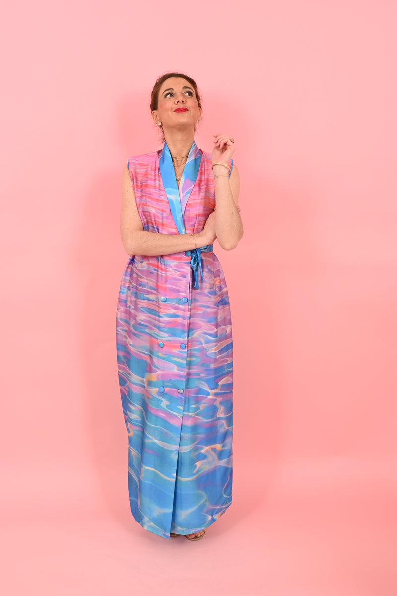 Jack Dress Blue Pink Waves| فستان نسائي