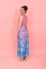 Jack Dress Blue Pink Waves| فستان نسائي