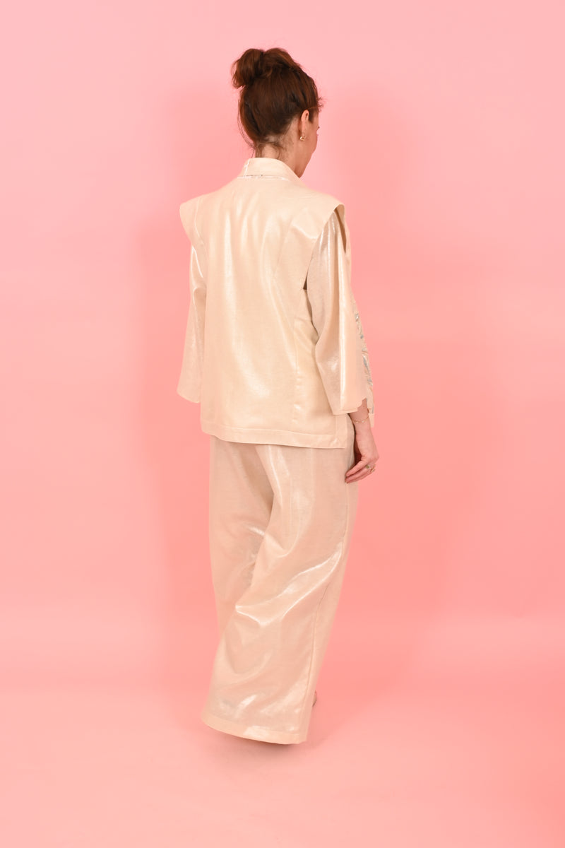 Trouser Jackomo Foiled Linen Gold |سروال