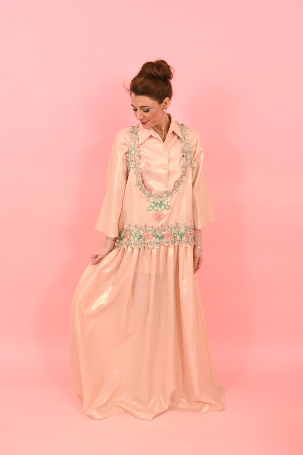 Shirt Louise Foiled Linen Gold Pink| بلوزة نسائية