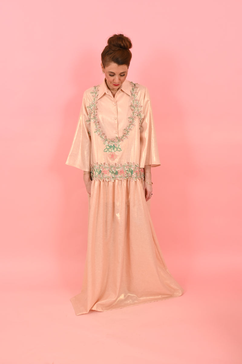 Shirt Louise Foiled Linen Gold Pink| بلوزة نسائية