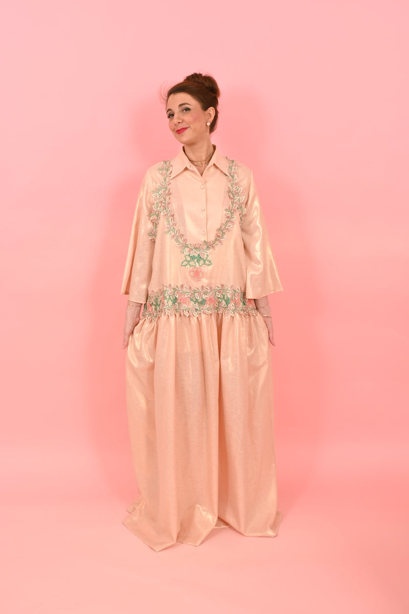 Shirt Louise Foiled Linen Gold Pink| بلوزة نسائية