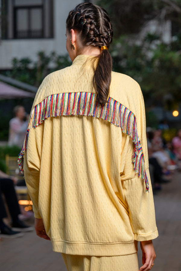 Cardigan Marley Yellow Multi Fringes | بلوزة نسائية Marley