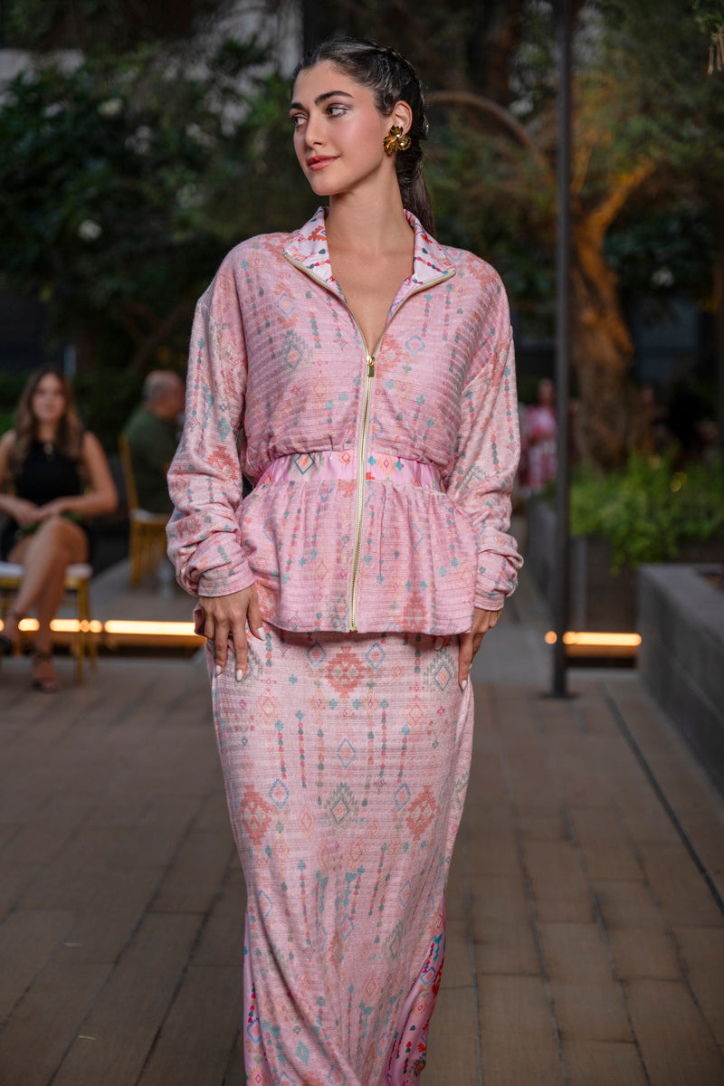 Skirt Renata Astrology Pink Aztec Knit | تنورة Renata