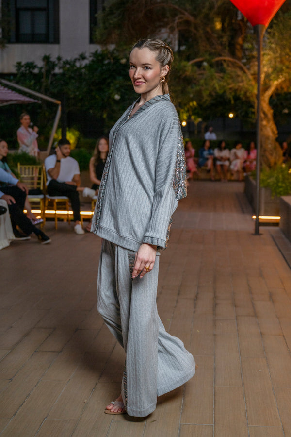 Trouser Jackomo Knit Side Band Astrology Beaded |سروال Jackomo Knit