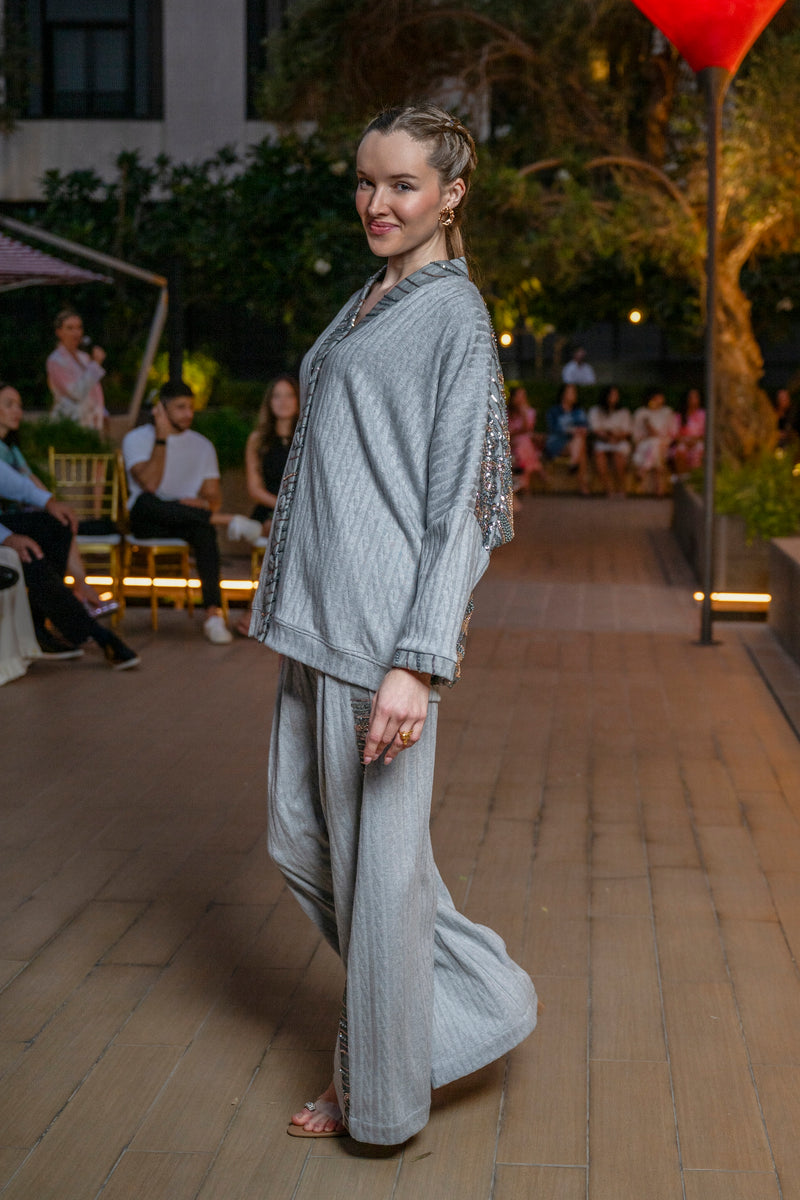 Cardigan Marley Grey Beading| بلوزة نسائية Marley