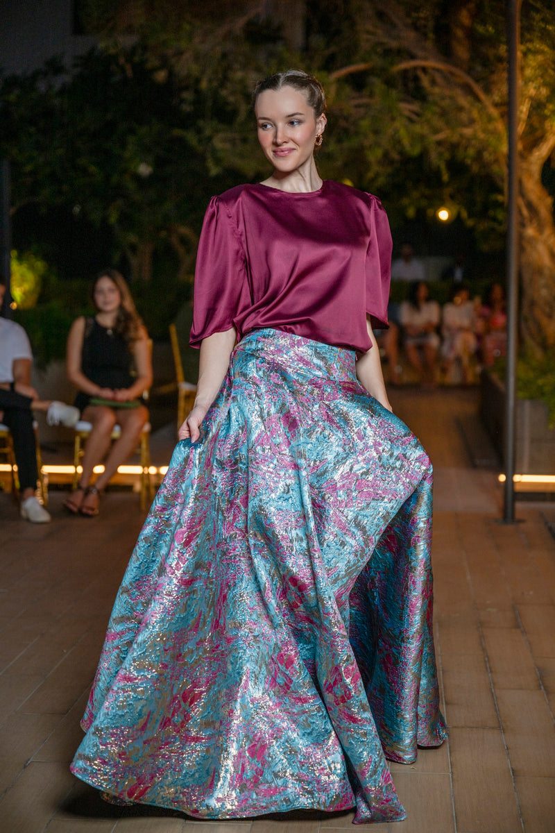 Skirt Lolli Jacquard Burgundy Astrology| تنورة Lolli