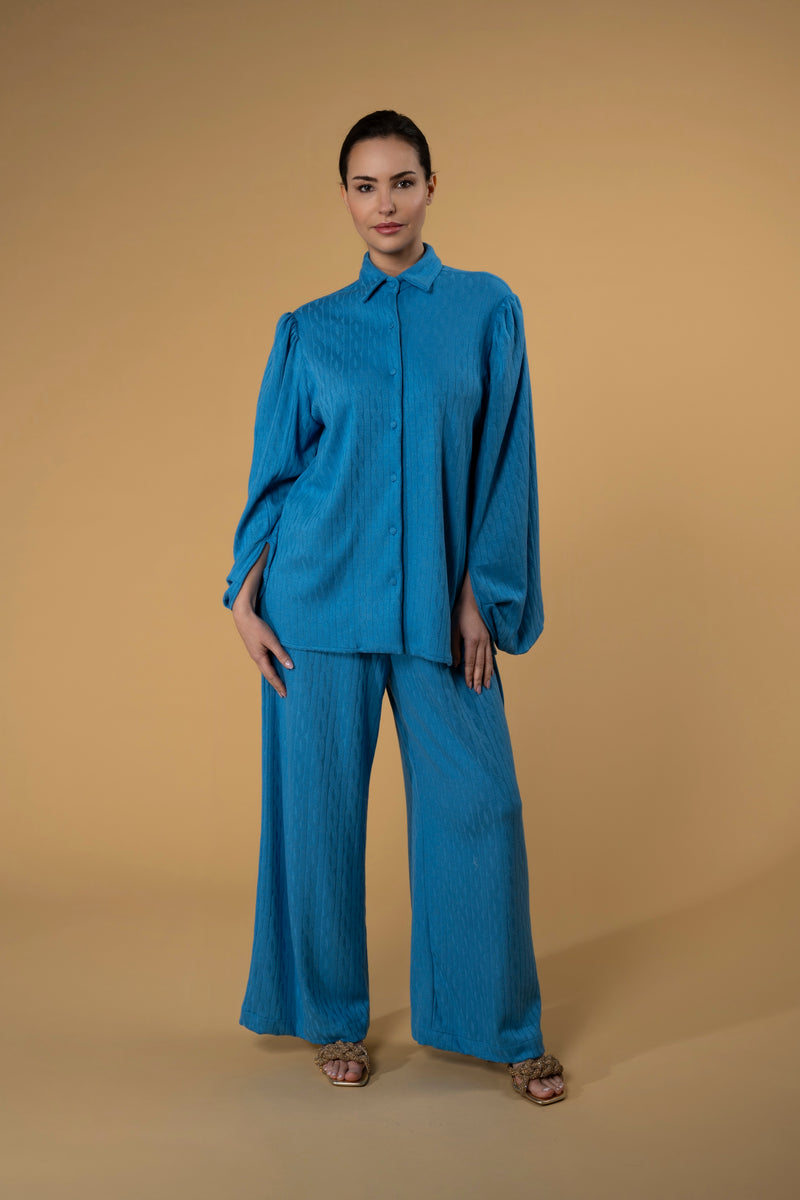 Shirt Curtis Knitwear Blue| بلوزة نسائية  Curtis Knit Blue