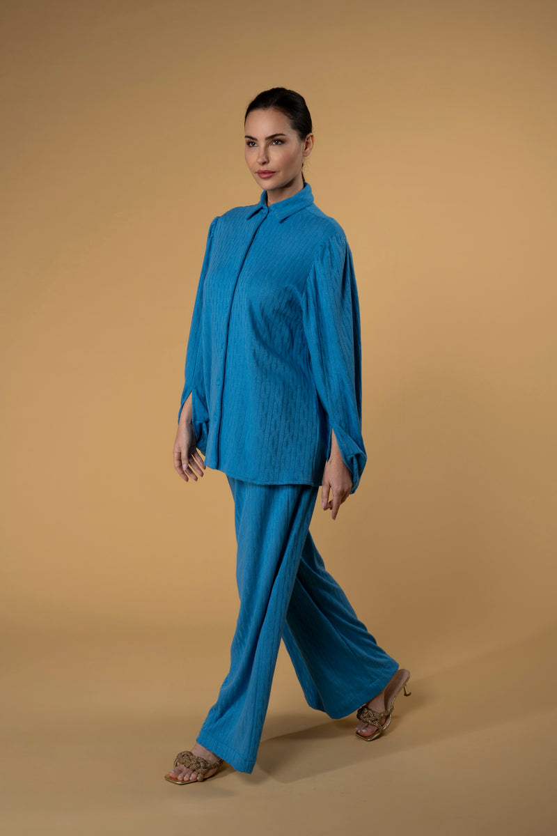 Shirt Curtis Knitwear Blue| بلوزة نسائية  Curtis Knit Blue