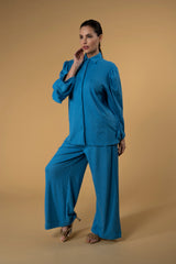 Shirt Curtis Knitwear Blue| بلوزة نسائية  Curtis Knit Blue