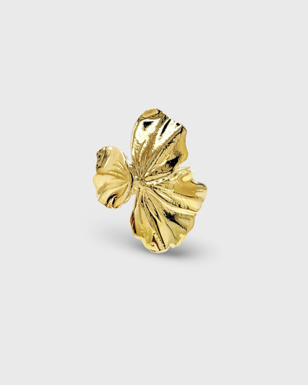Elysia Medium Adjustable 24K Gold Flower Ring – Handcrafted French Luxury