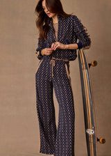 Women's Ezra Nova Flare Pant Monogram Jacquard Geometric Wide Leg Lifestyle