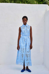 Dentelle Shirtdress Sleeveless GAIA Light Blue | فستان نسائي