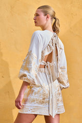 Shirt Luxury frills GAIA Gold Pattern Off White |قميص GAIA