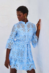 Dentelle Shirtdress Short W/Sleeves GAIA Light Blue | فستان نسائي