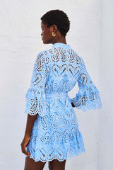 Dentelle Shirtdress Short W/Sleeves GAIA Light Blue | فستان نسائي