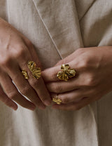 Elysia Medium Adjustable 24K Gold Flower Ring – Handcrafted French Luxury