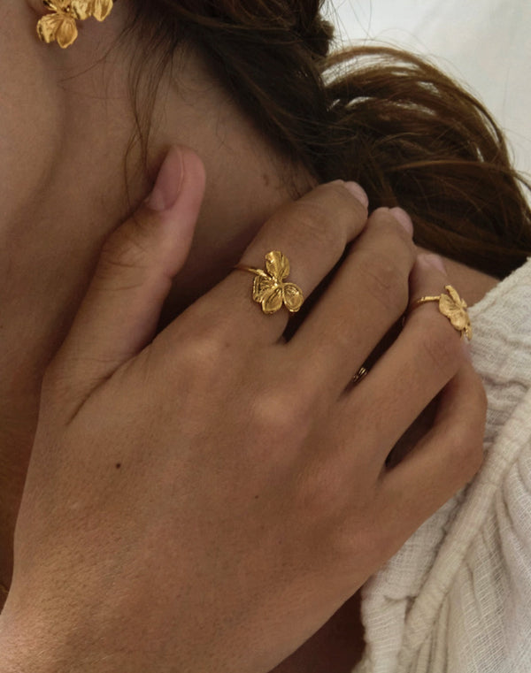 Elise Tsikis Paris Elysia Small Adjustable Gold Flower Ring