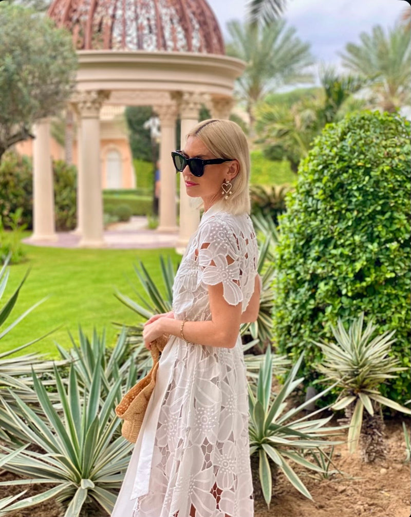 Shirt Dress Anafi Petunia Long Lace Althea White | فستان نسائي