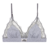 Delicate Love Lace Knitted Triangle Bralette, Comfortable Cotton Fabric, Elegant Trim