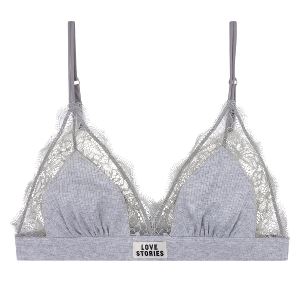Delicate Love Lace Knitted Triangle Bralette, Comfortable Cotton Fabric, Elegant Trim