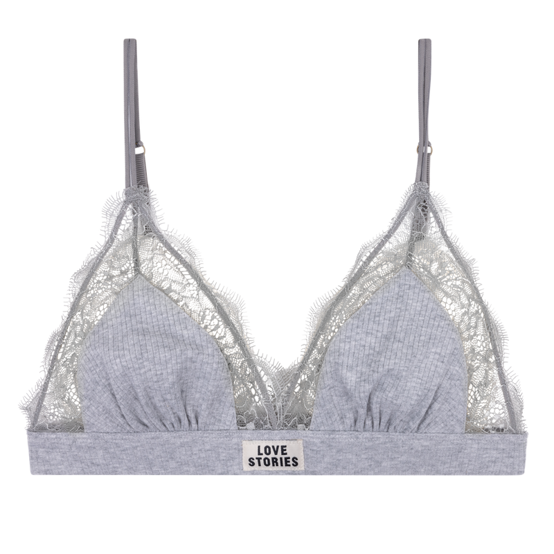 Delicate Love Lace Knitted Triangle Bralette, Comfortable Cotton Fabric, Elegant Trim