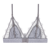 Delicate Love Lace Knitted Triangle Bralette, Comfortable Cotton Fabric, Elegant Trim