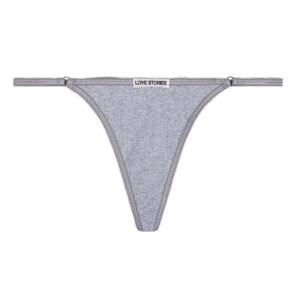 Carole Grey Knitted Mid-Waist Thong: Comfortable Cotton, Seamless Fit
