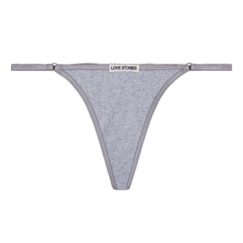 Carole Grey Knitted Mid-Waist Thong: Comfortable Cotton, Seamless Fit