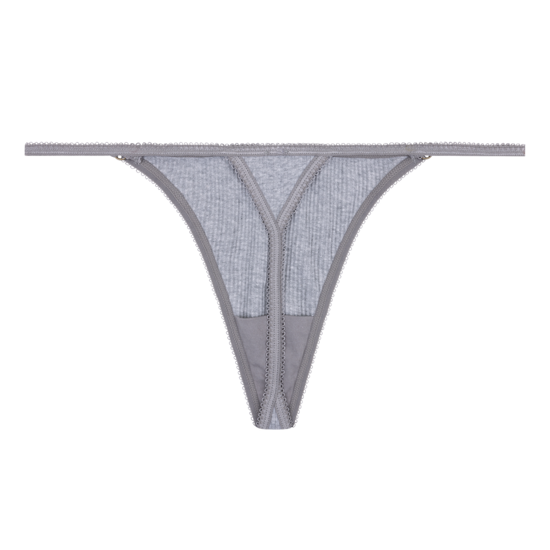 Carole Grey Knitted Mid-Waist Thong: Comfortable Cotton, Seamless Fit