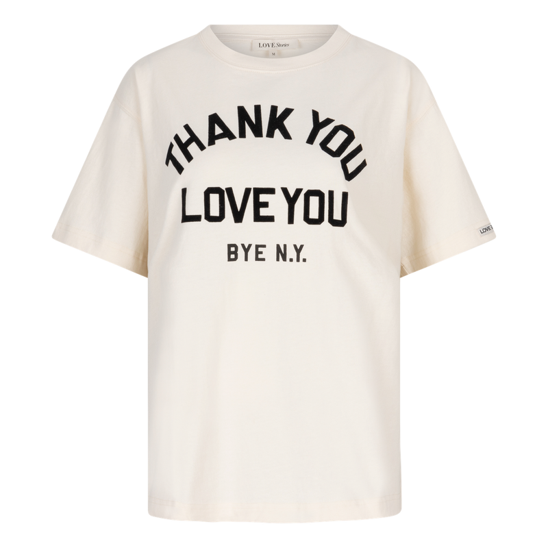 Josie Oversized Cotton Tee with 'Thank You Love You' Print, Relaxed Fit