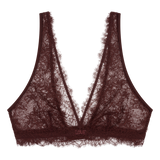 Cherie Elegant Lace V-Neck Bralette - Unpadded, Recycled Polyamide, Dark Brown