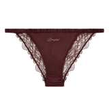 Luxurious Wild Rose Lace Mid-Waist Briefs: Comfortable Dark Brown Lingerie for Women