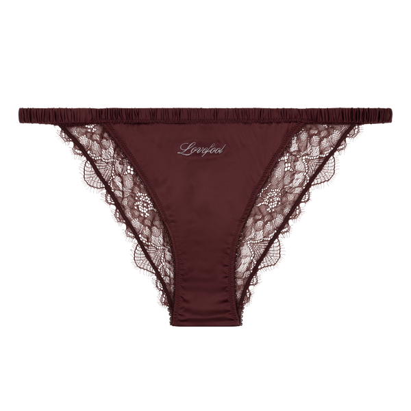 Luxurious Wild Rose Lace Mid-Waist Briefs: Comfortable Dark Brown Lingerie for Women