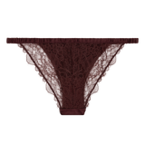 Luxurious Wild Rose Lace Mid-Waist Briefs: Comfortable Dark Brown Lingerie for Women