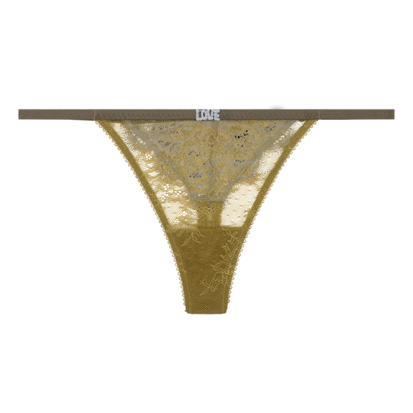 Love Stories Roomservice Elegant Mid-Waist Green Lace Thong Briefs