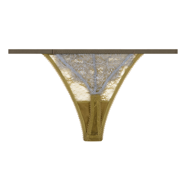 Love Stories Roomservice Elegant Mid-Waist Green Lace Thong Briefs