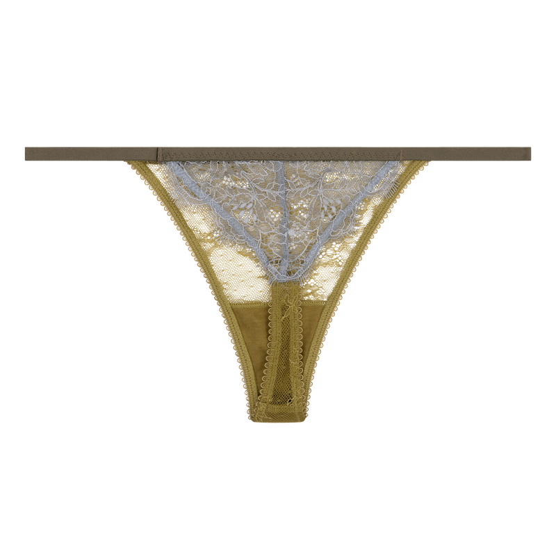 Love Stories Roomservice Elegant Mid-Waist Green Lace Thong Briefs