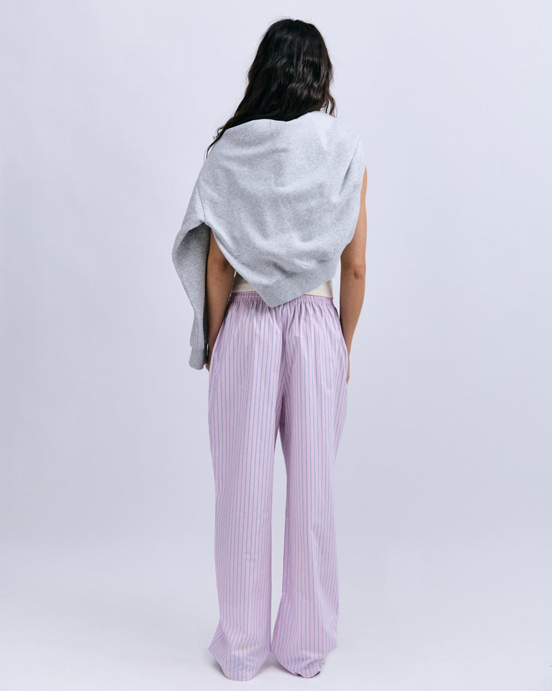 Theodore Relaxed Wide-Leg Pyjama Pants - Soft Pink Stripe Cotton
