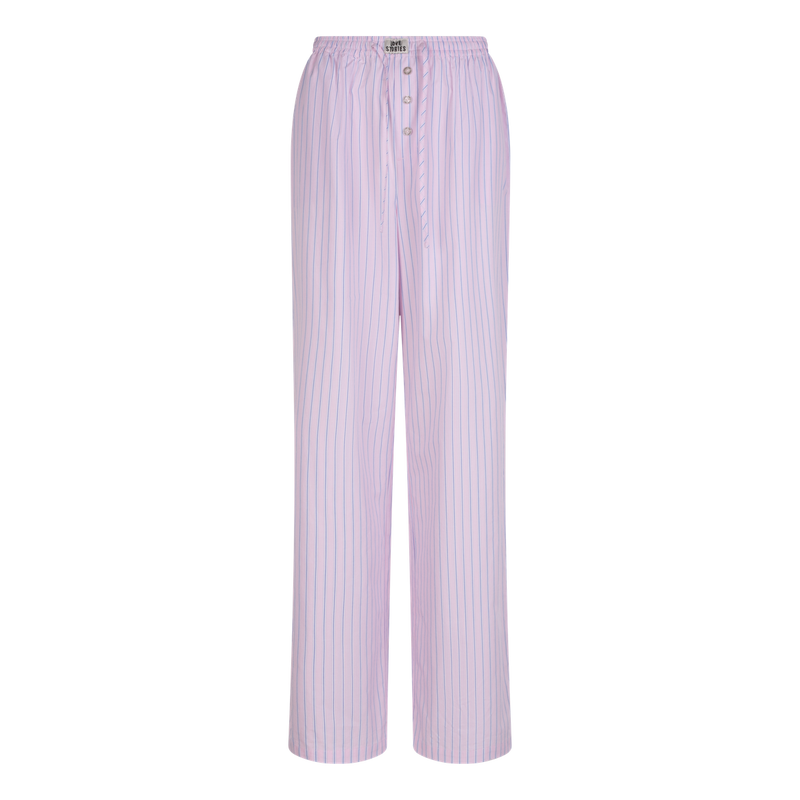 Theodore Relaxed Wide-Leg Pyjama Pants - Soft Pink Stripe Cotton