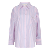 Hailey Lightweight Pink Striped Button-Up Long Sleeve Cotton Shirt for Women